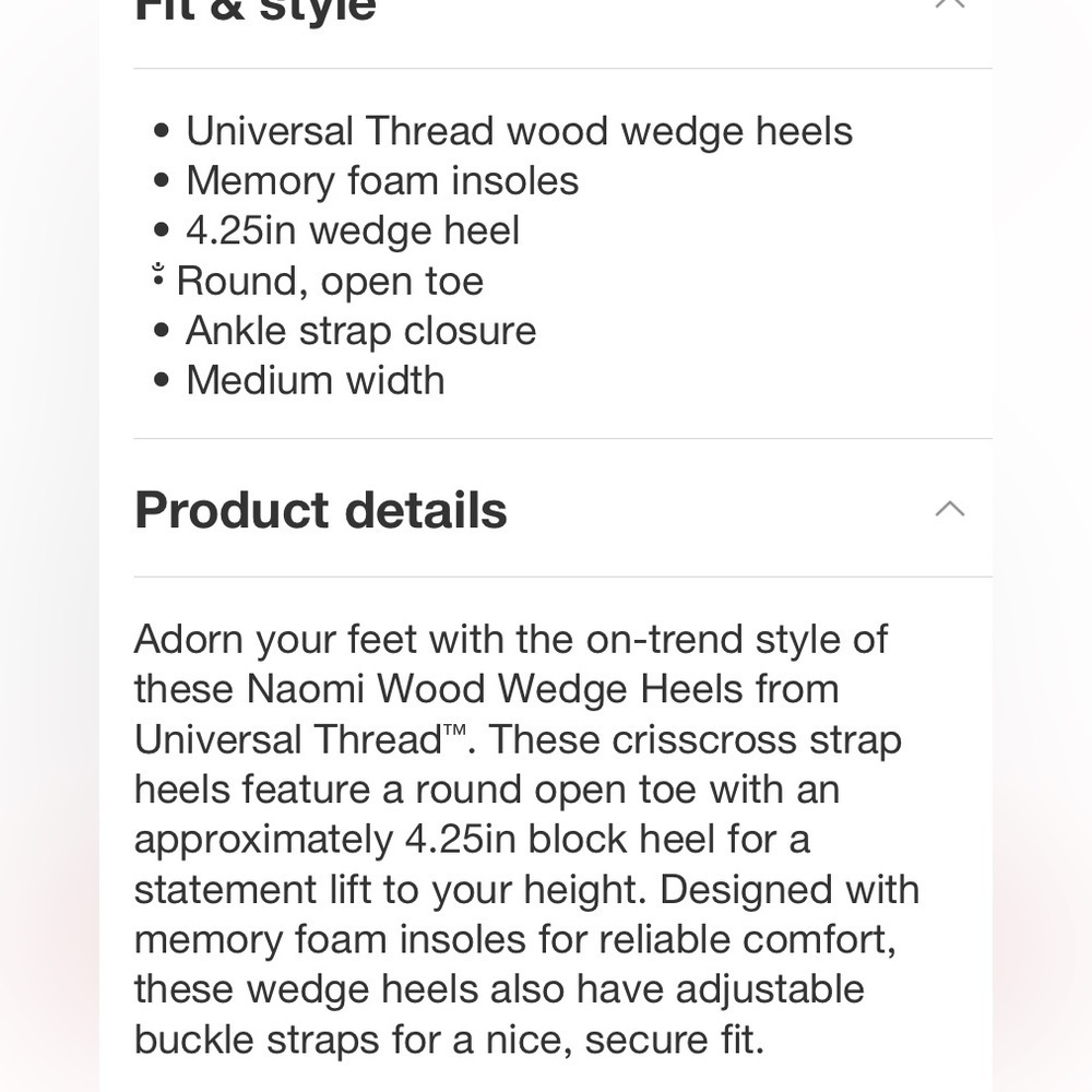 Women's Naomi Wood Wedge Heels with Memory Foam Insole - Universal Thread™
Black - Picture 6 of 6